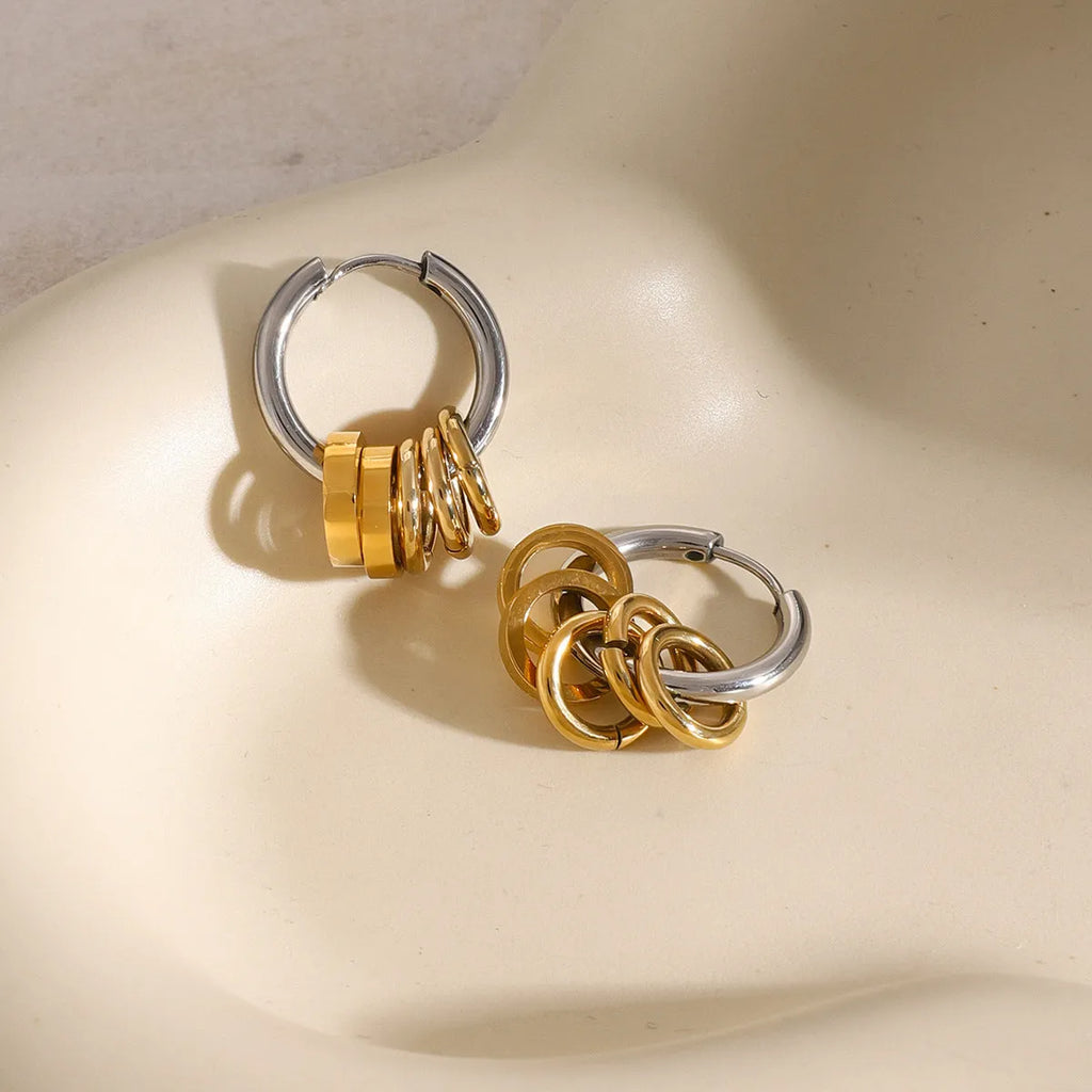 Stainless steel colour matching electroplated earrings in ins style unisex design