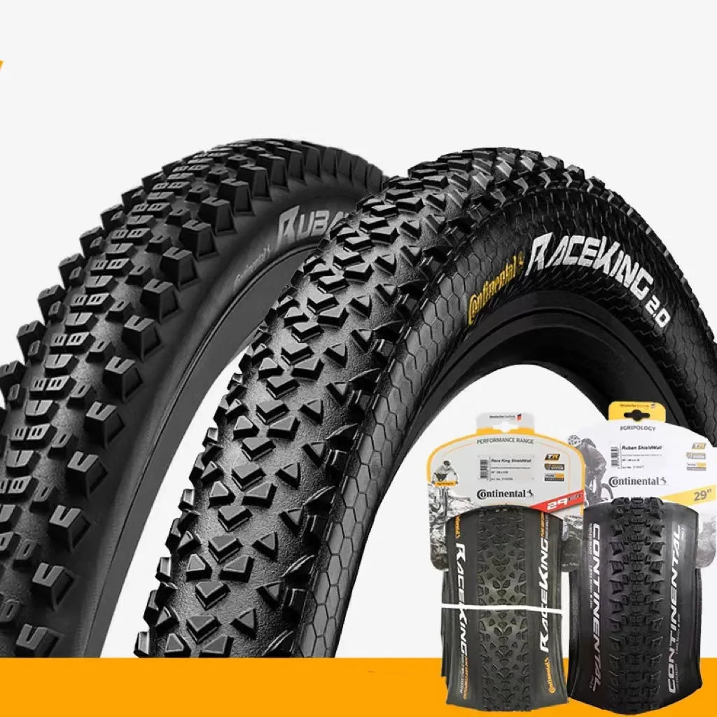 Mountain bike outer tyre showing yellow and white sidewall options for 26, 27.5, and 29-inch wheel sizes.