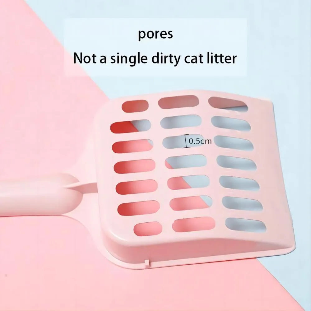 Blue plastic cat litter scoop with sand filter, shown next to a ruler indicating 20cm length.