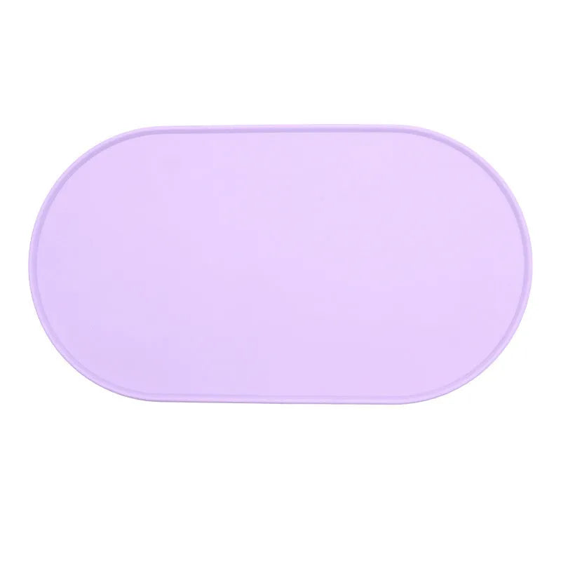 Silicone waterproof cat meal cleaning placemat in beige colour on wooden floor