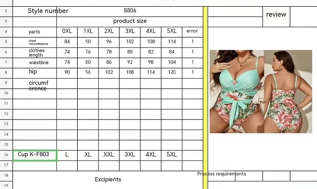 Plus size women's one-piece swimsuit with lace-up front and printed pattern