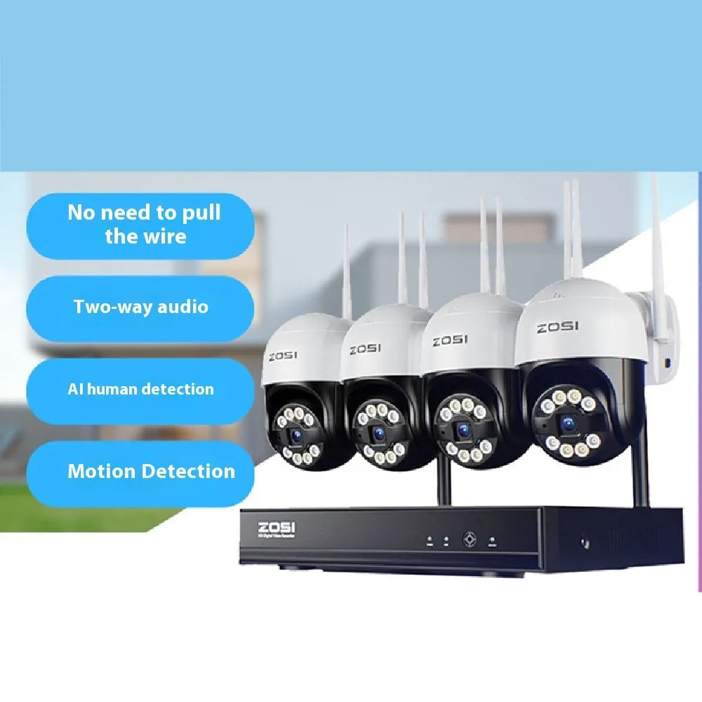 ZOSI 4-channel POE NVR security system with outdoor cameras and optional hard disk storage