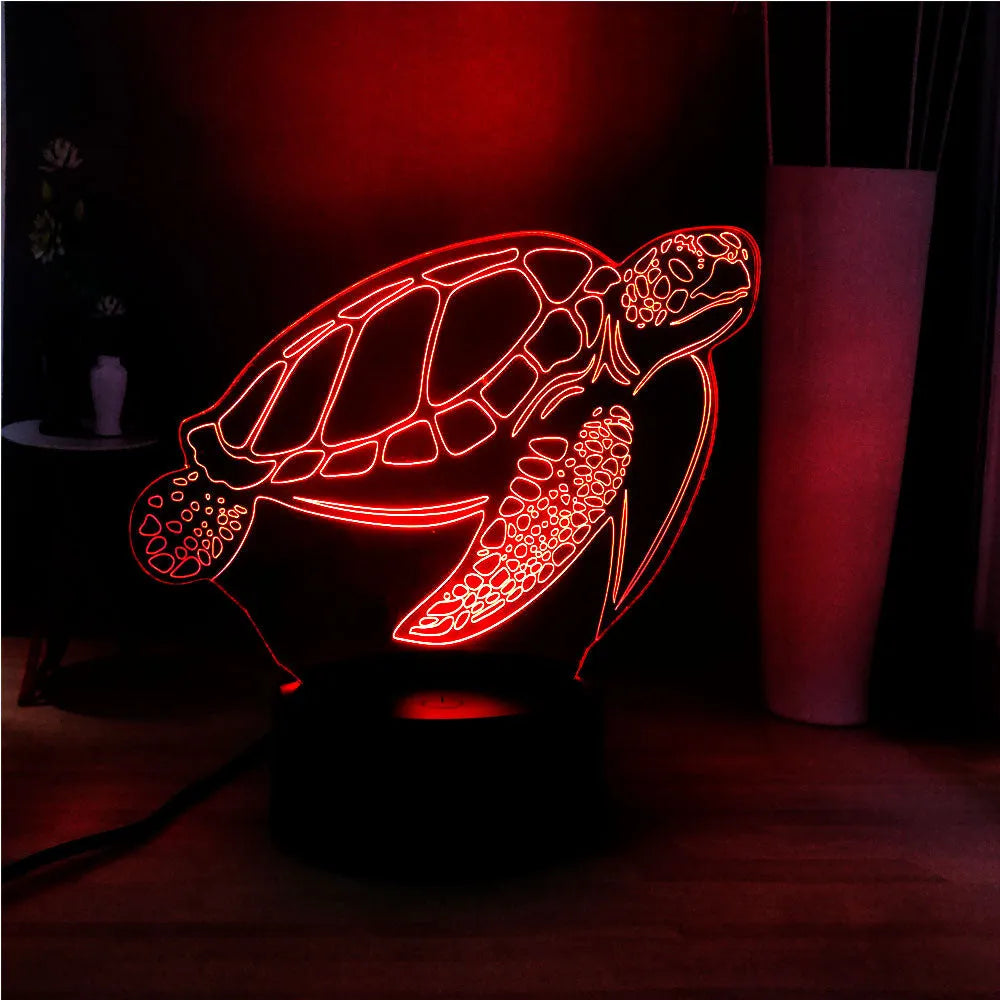 3D LED turtle night light with 16 colour options and remote control