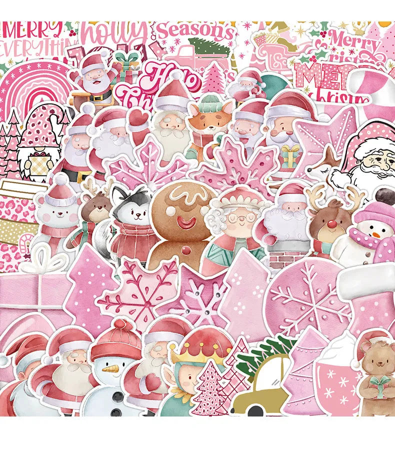 50 pack waterproof Christmas decoration stickers with cute designs for cars and electronics