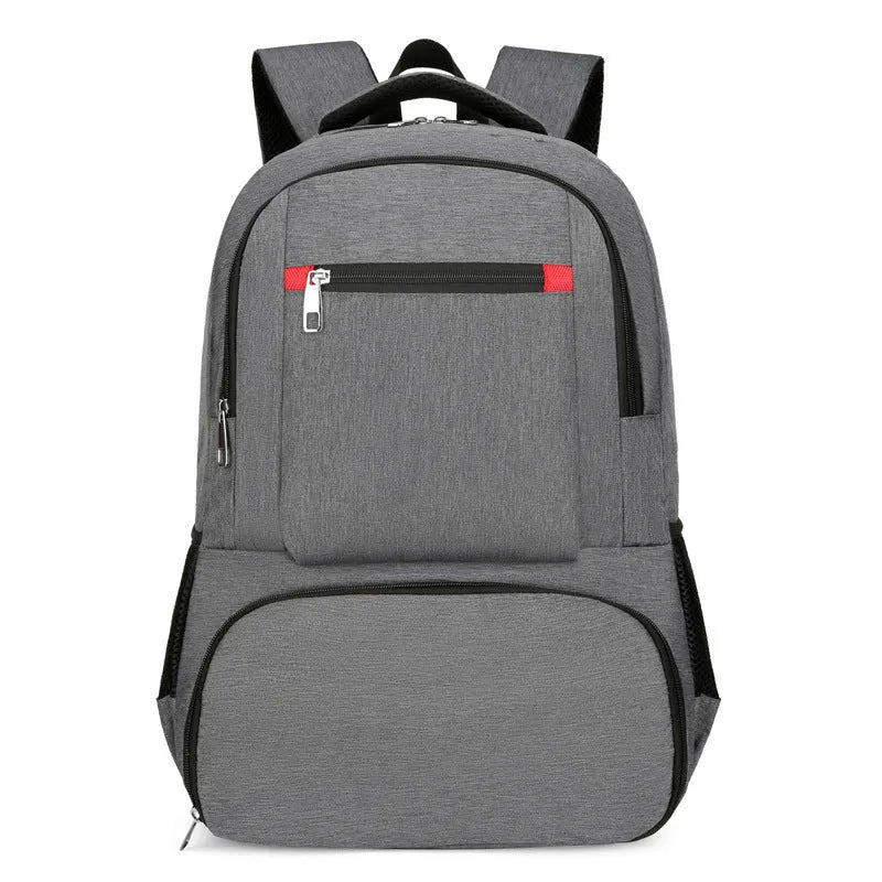 Light grey Oxford cloth insulated backpack with curved shoulder straps and dry wet separation compartments