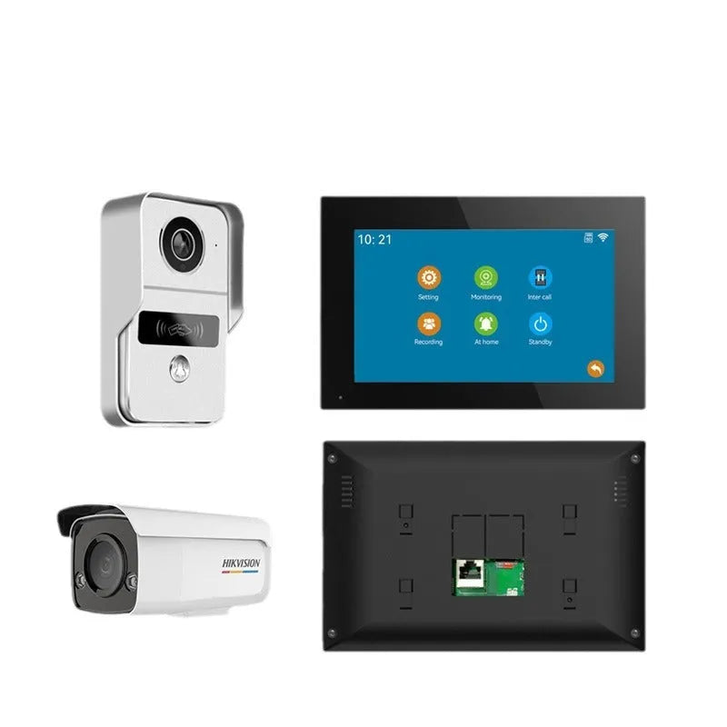 10-inch wireless video intercom doorbell system with outdoor unit and indoor monitor