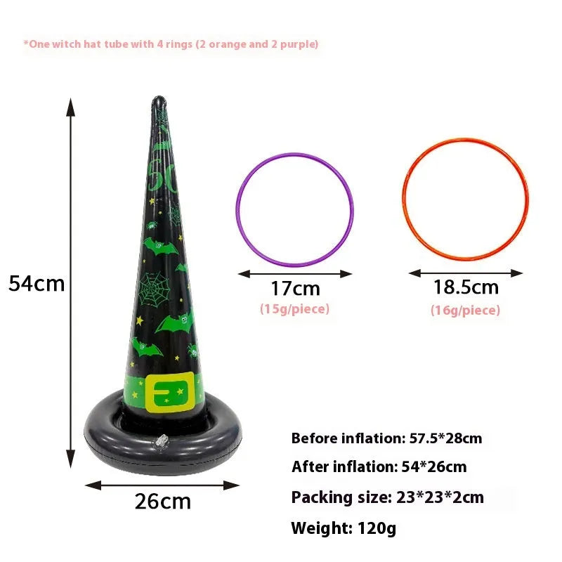 PVC inflatable throwing toy showing octopus, antlers, witch hat, spider, Santa Claus, and rabbit ear styles for Ghost Festival games