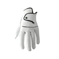 Men's white half sheepskin golf glove shown flat, highlighting the non-slip material.