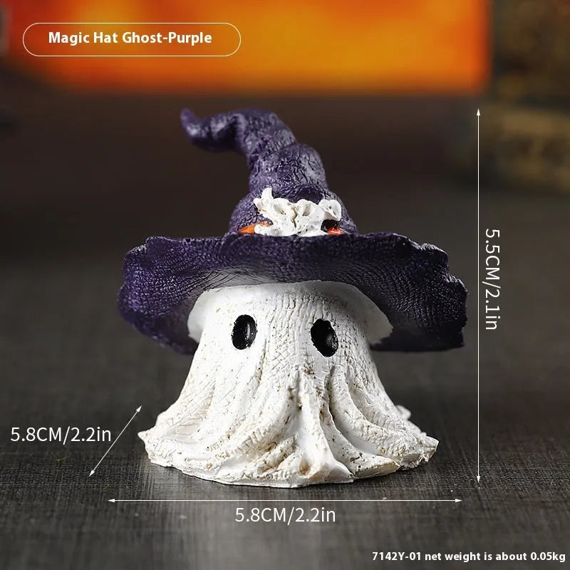 Resin wizard hat ornament in child size, available in black or purple for holiday decorations
