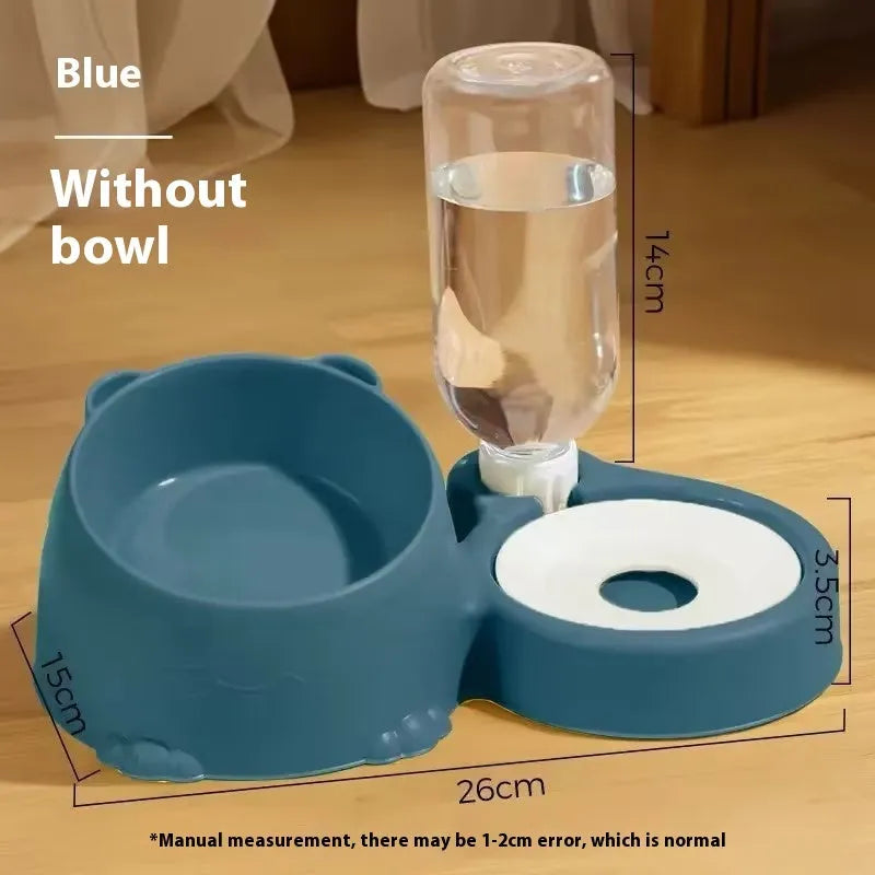 Automatic pet drinking fountain with food bowl in selected colour for cats