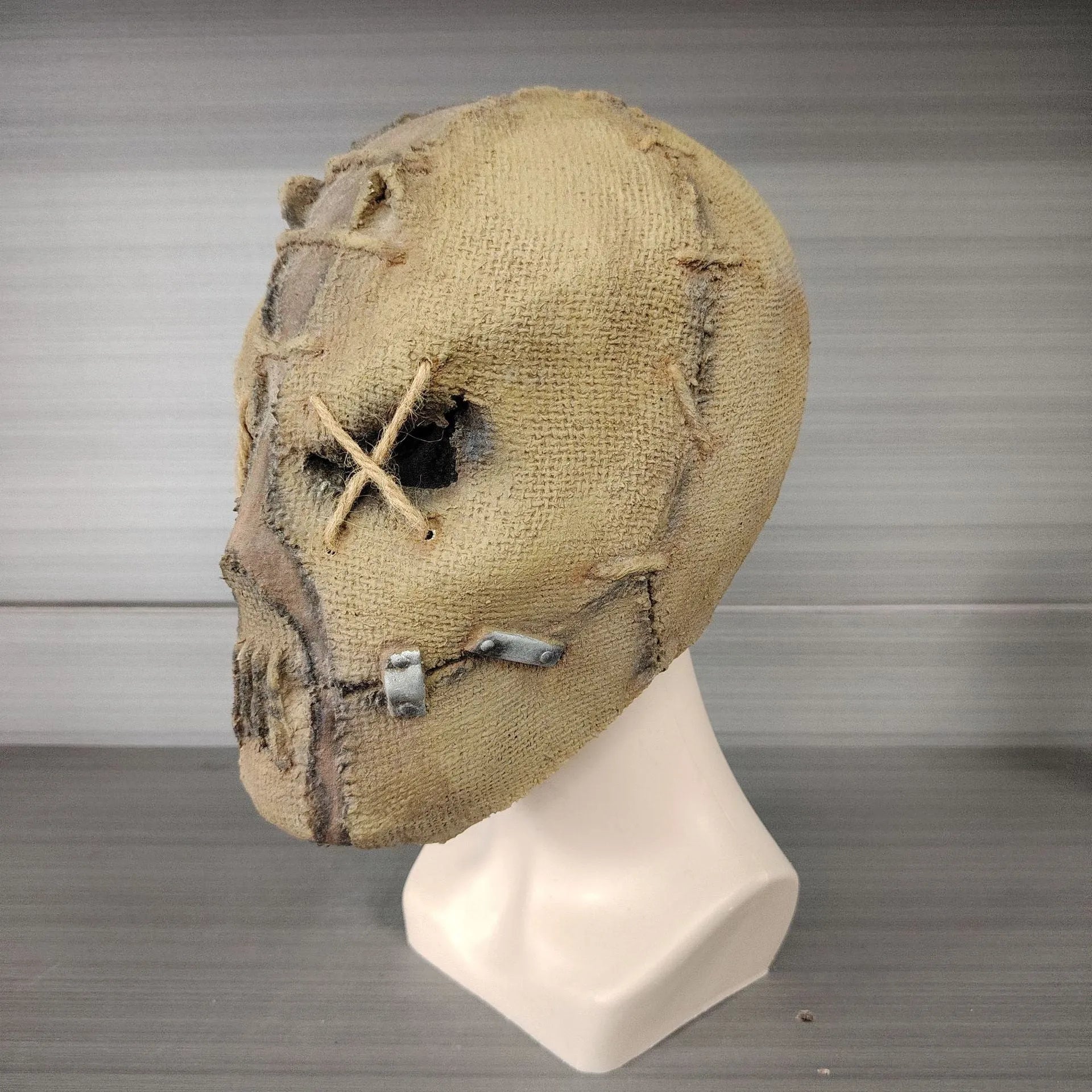 Latex scar skull horror mask for Halloween and carnival events showing full facial coverage
