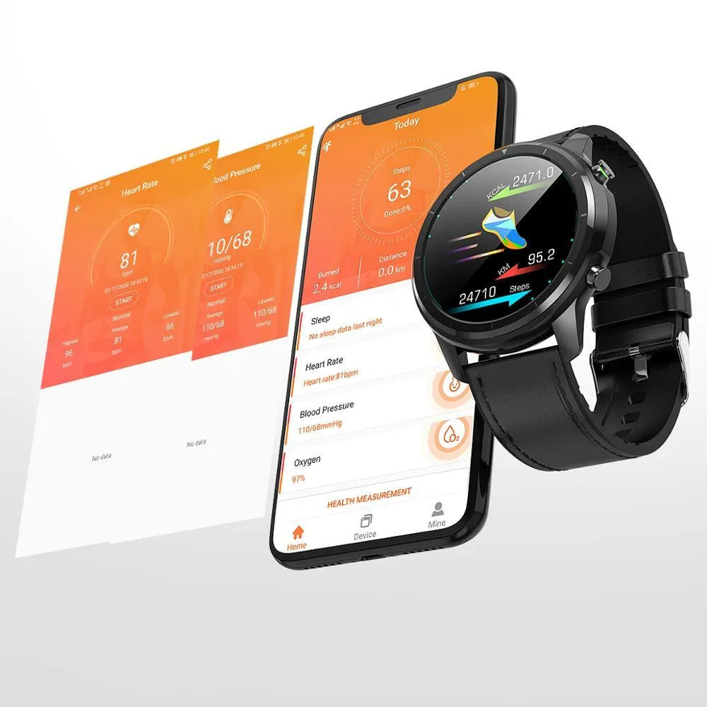 LEMFO LF26 black smart bracelet with 1.3-inch touchscreen on a wrist.