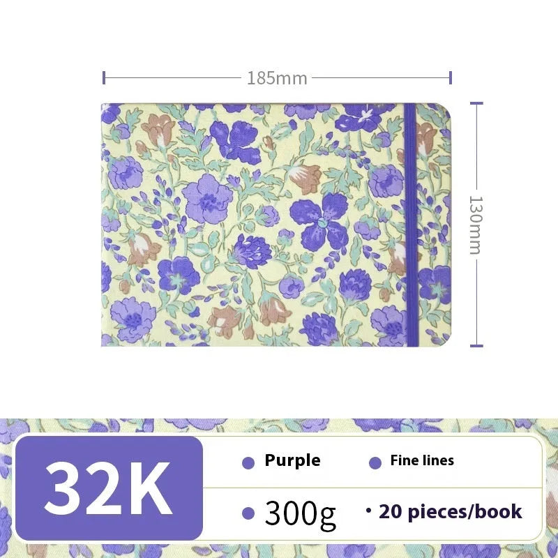 Feiluniao handmade fabric watercolour notebook with artistic cover design, 185mm length for portable sketching