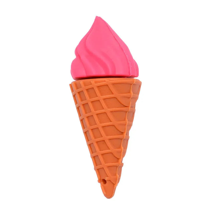 Mini ice cream shaped USB stick in pink colours with plastic casing showing creative personality design
