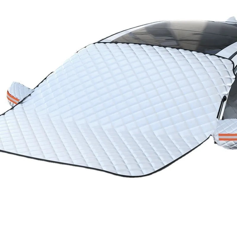 Aluminium foil winter car cover with magnets and reflective strips for SUV front windshield protection