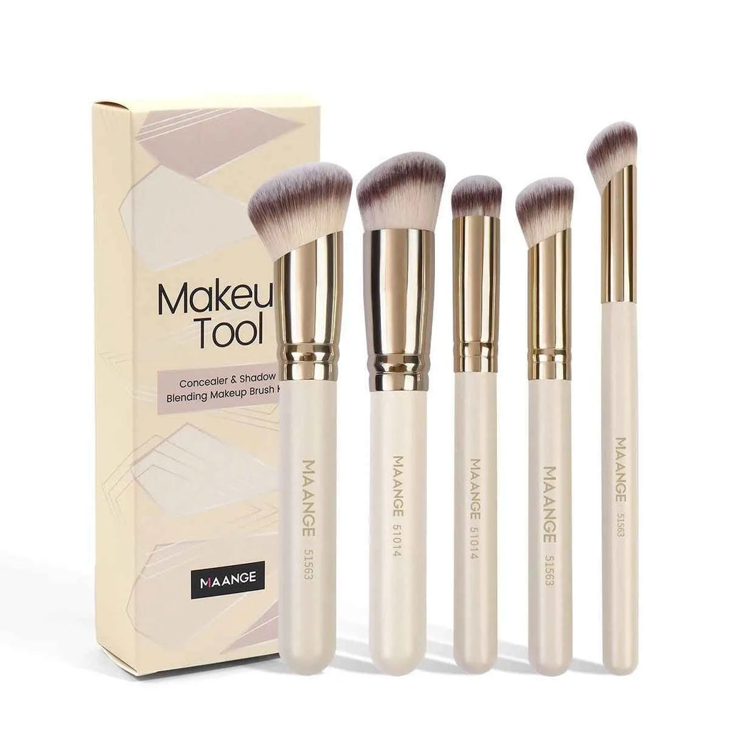 MAANGE angled blush makeup brush set in apricot colour with synthetic hair bristles