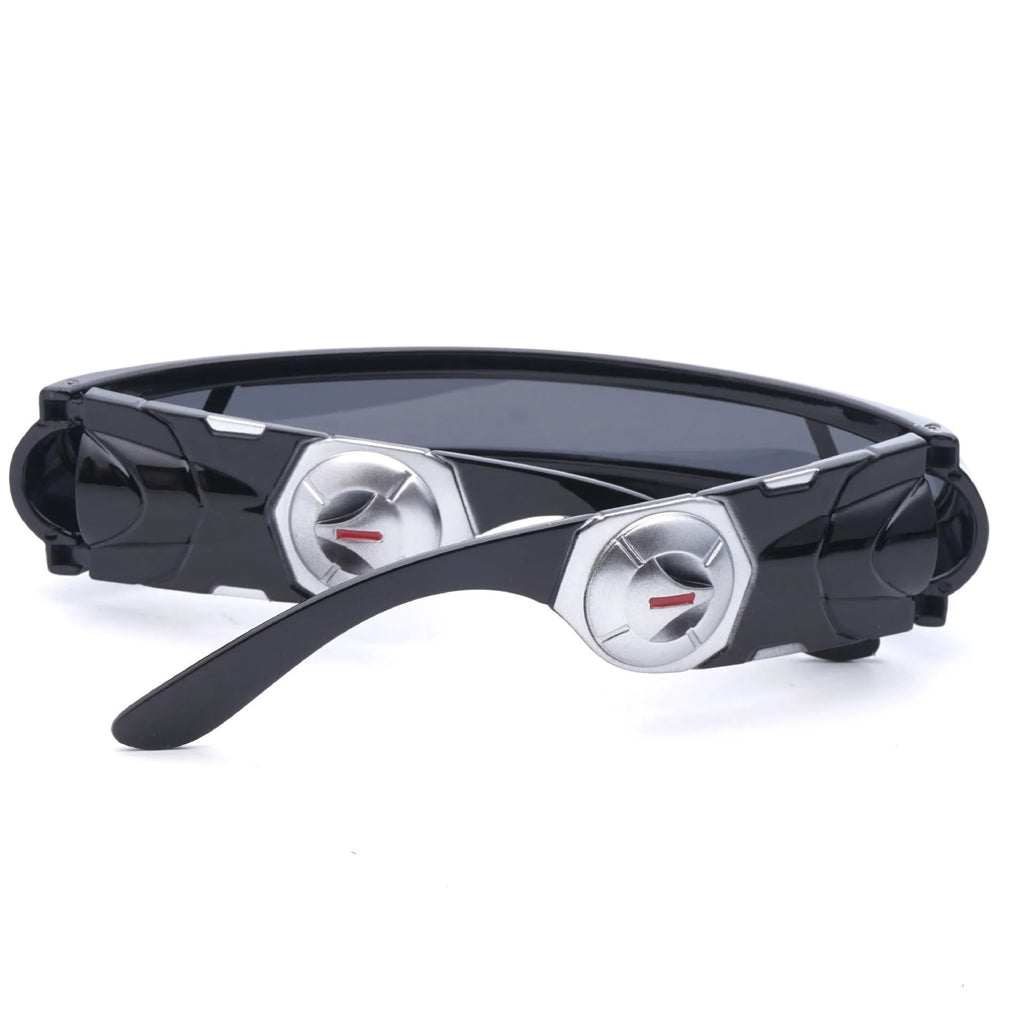 Black frame sports sunglasses with polarised lenses in three colour options: grey, red mercury, or blue mercury