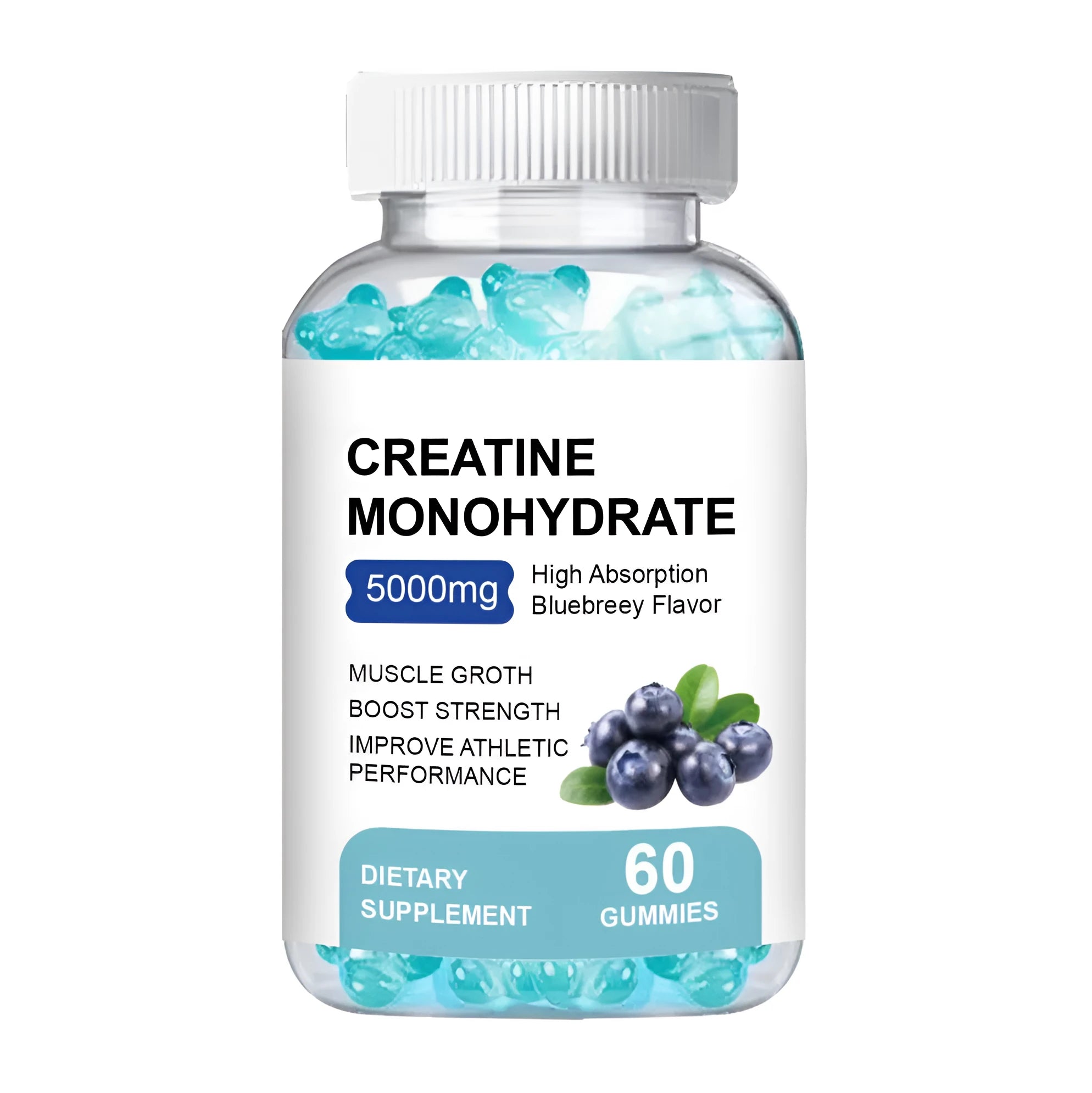 Creatine monohydrate gummies dietary supplement with 60 pieces in container