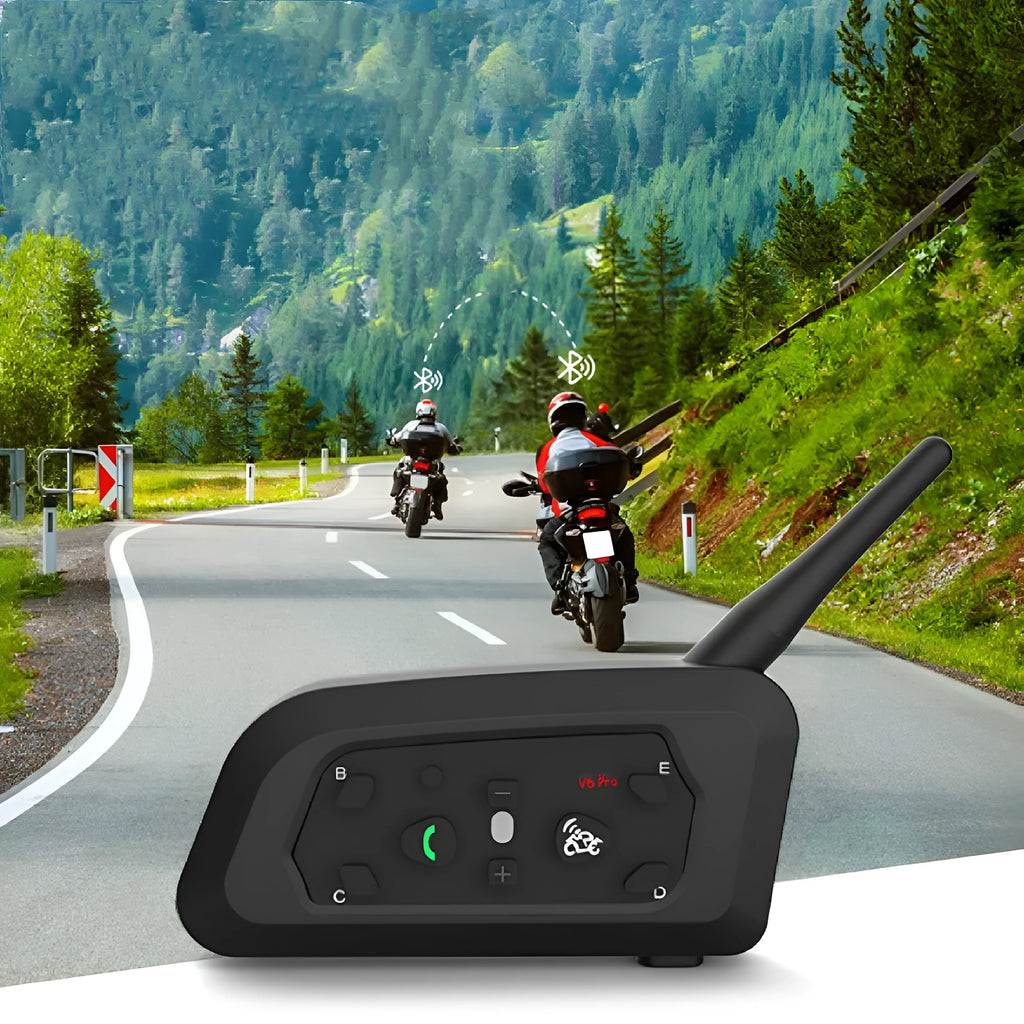 Motorcycle helmet Bluetooth intercom V6pro unit with headphones and mounting accessories
