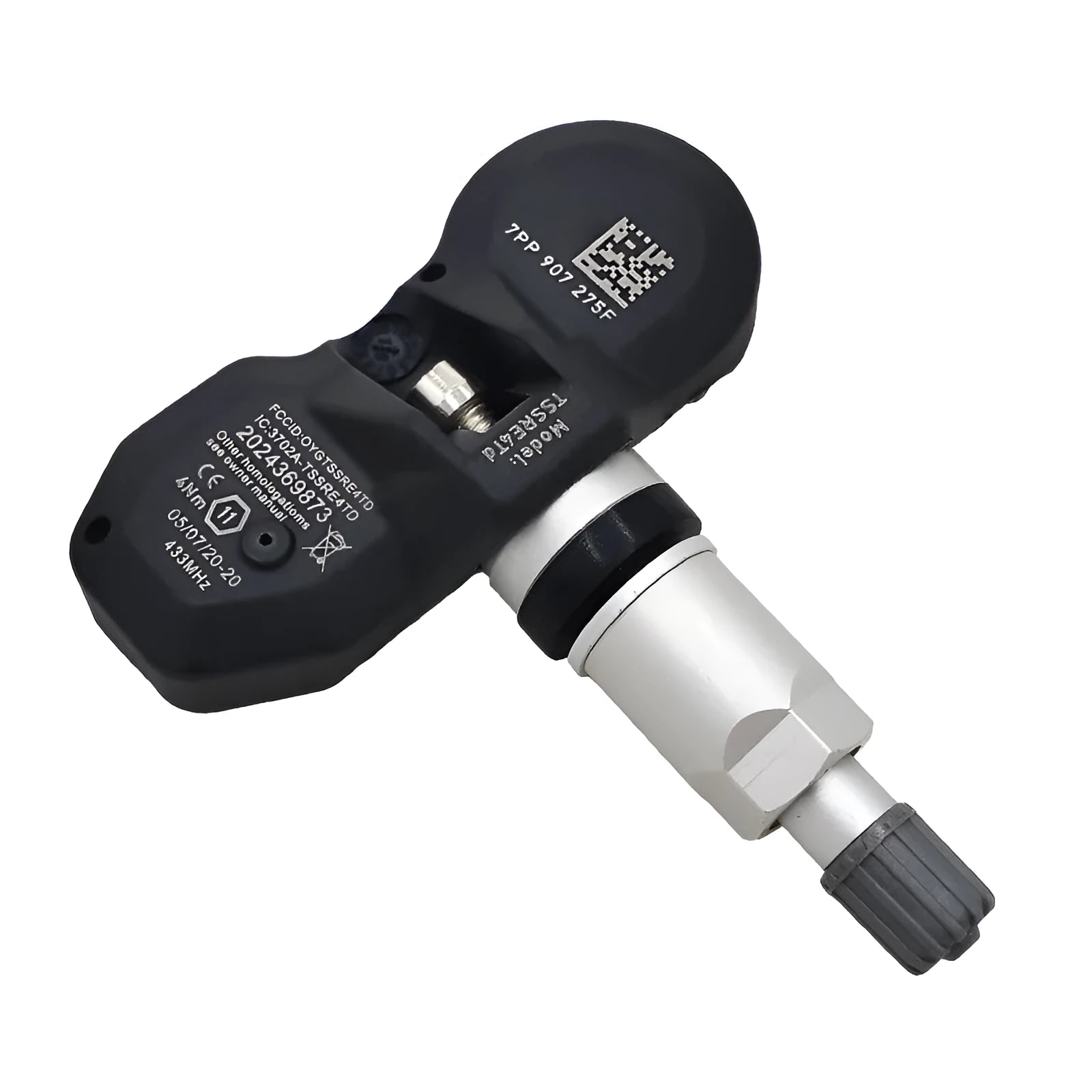 Black Audi car tyre pressure monitor sensor for TPMS replacement.