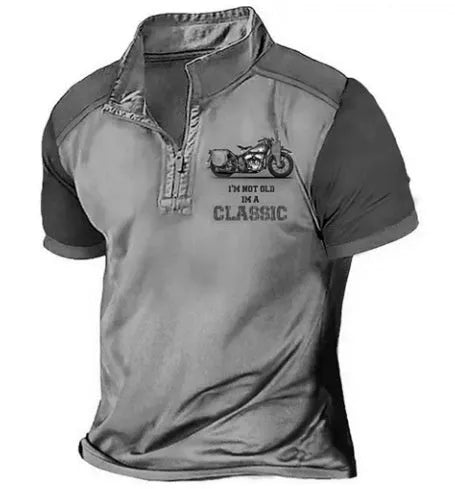 Man wearing a solid colour loose fit polyester golf polo shirt for sports leisure.