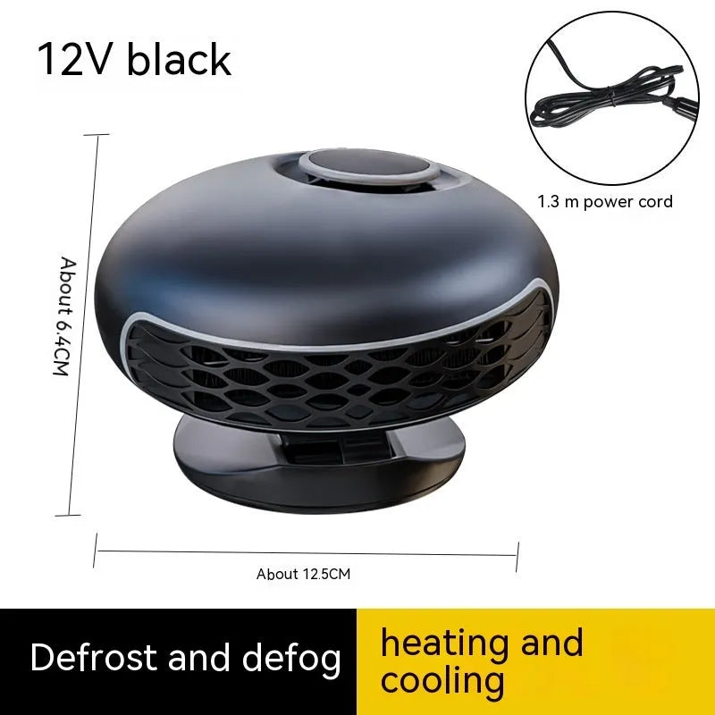 Car warm air blower heating unit in black ABS plastic housing with electrical connections