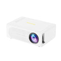 Black and white portable mini projector with wired mobile phone connection cable