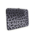 Leopard print laptop sleeve for 13-inch and 15.6-inch laptops with flannel lining