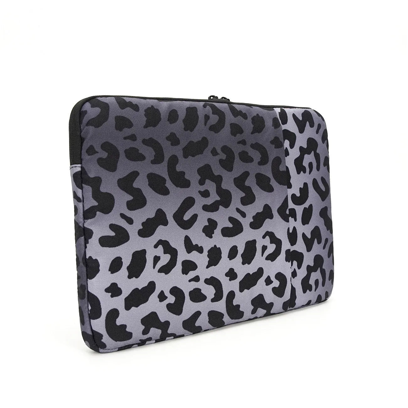Leopard print laptop sleeve for 13-inch and 15.6-inch laptops with flannel lining