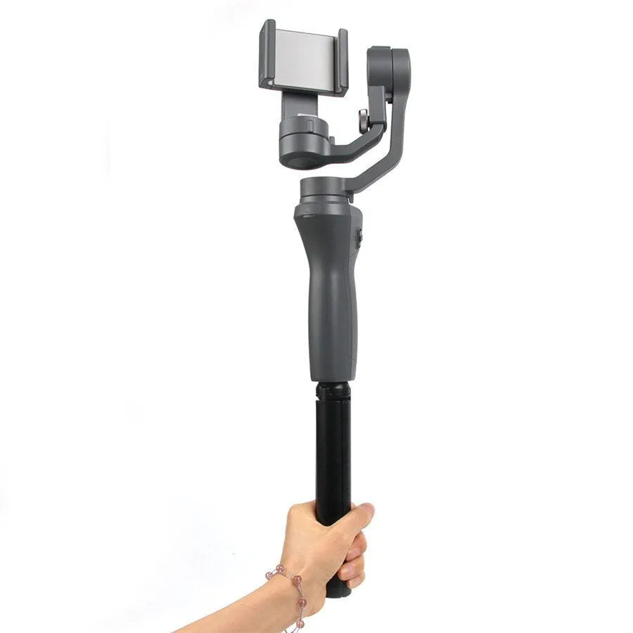 Black aluminium mobile phone tripod handheld stabilizer compatible with iPhone