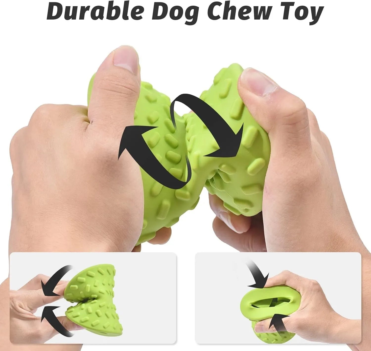 Natural rubber interactive treat dispensing dog chew toy in blue, green or purple