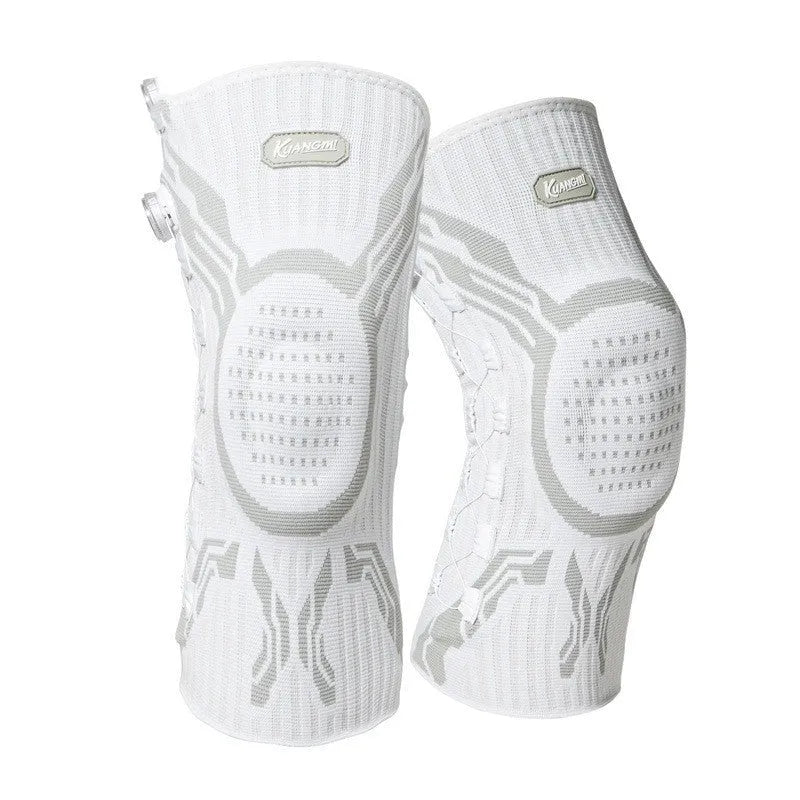 Professional grey-white sports knee pads for basketball, running, football, and badminton in M, L, XL sizes