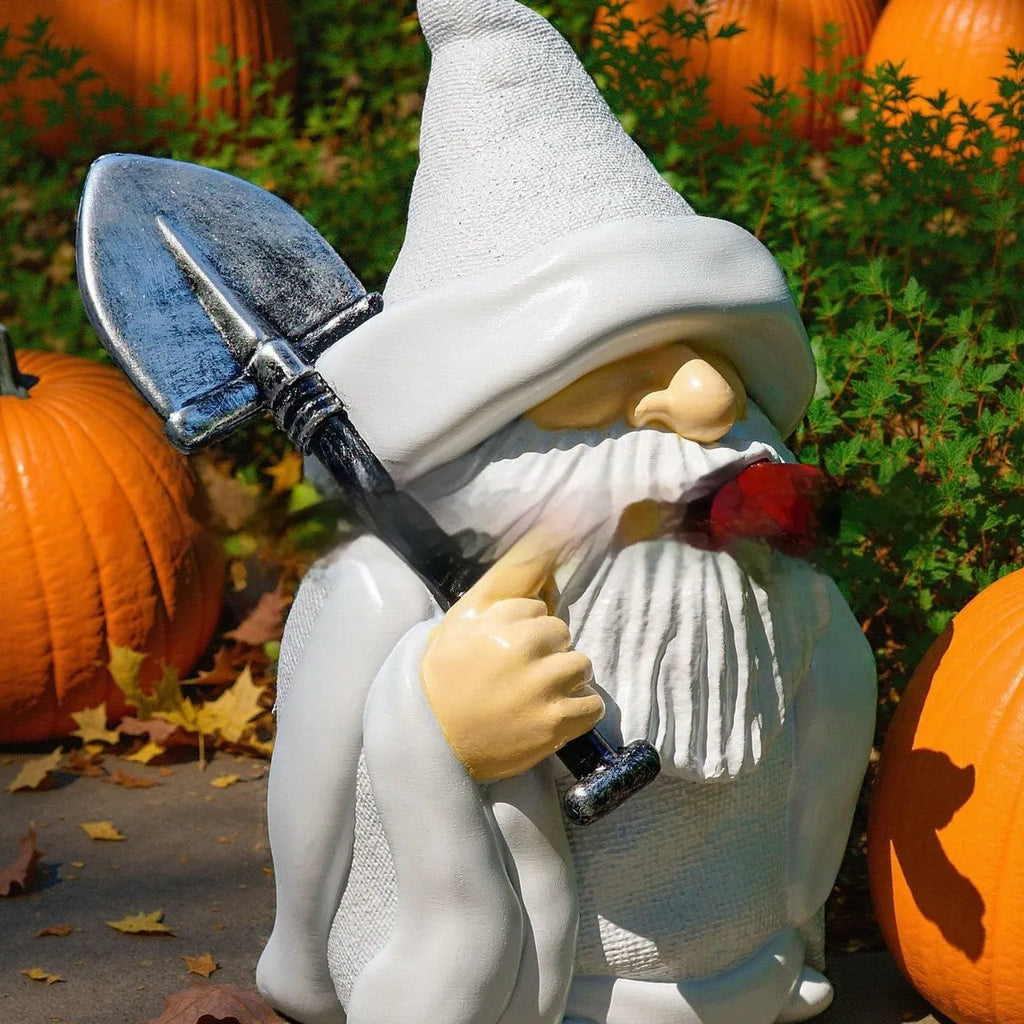 Christmas resin craft ornament with smoking shovel dwarf design for holiday displays