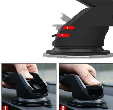 Universal telescopic car phone bracket with adjustable long rod made from black ABS plastic