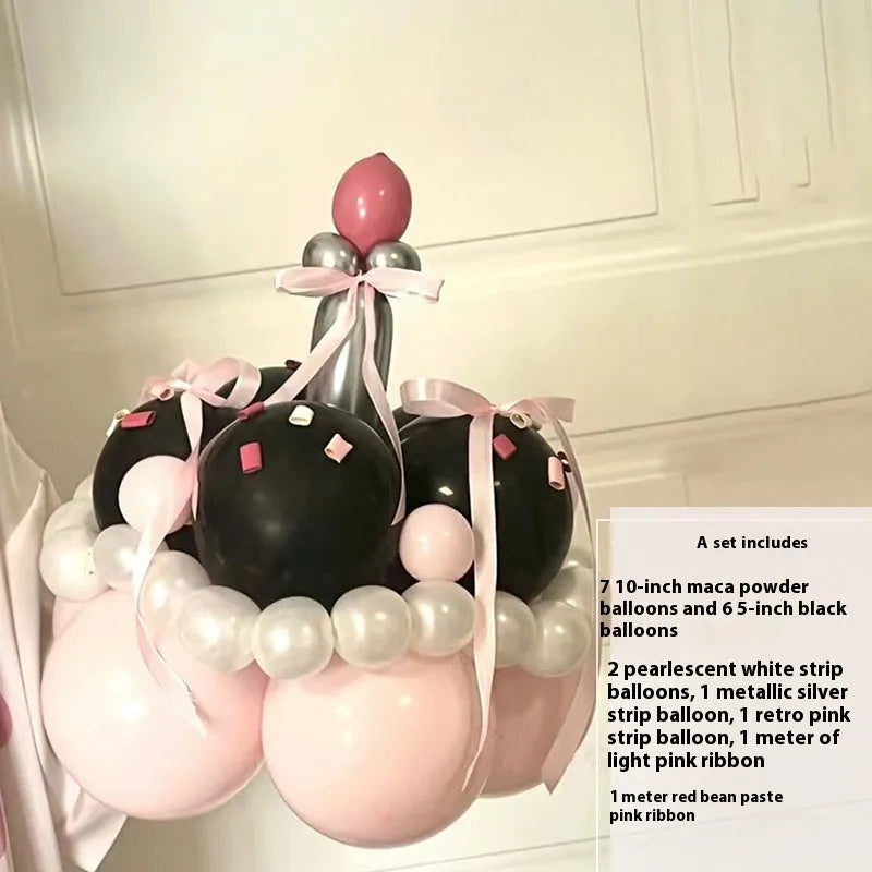 Finished balloon bouquet cake decoration kit with round balloons for DIY party centrepieces