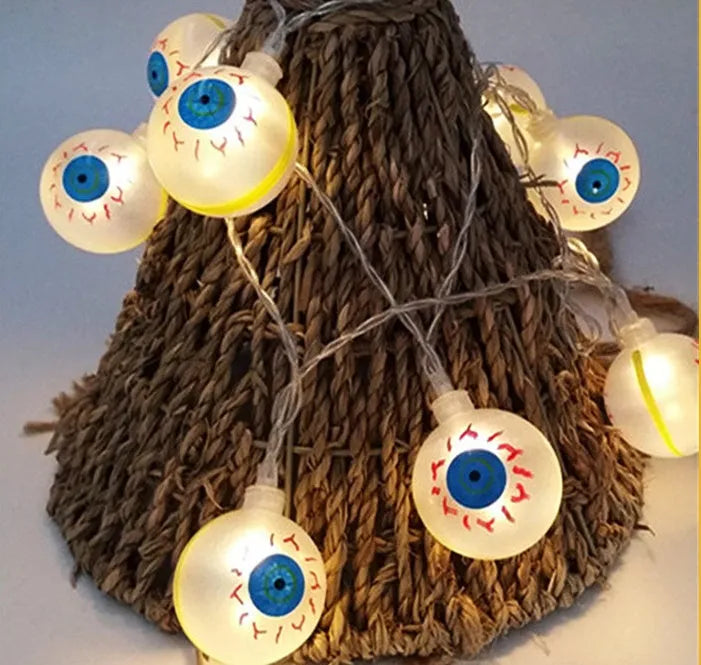 Halloween pumpkin LED string lights with ghost and bat decorations