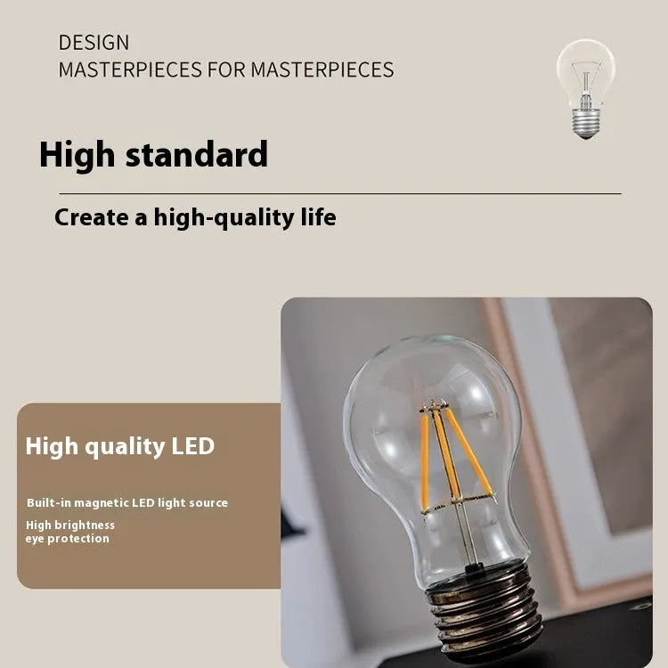 Creative suspension bulb night lamp with iron art body on square base desktop decoration