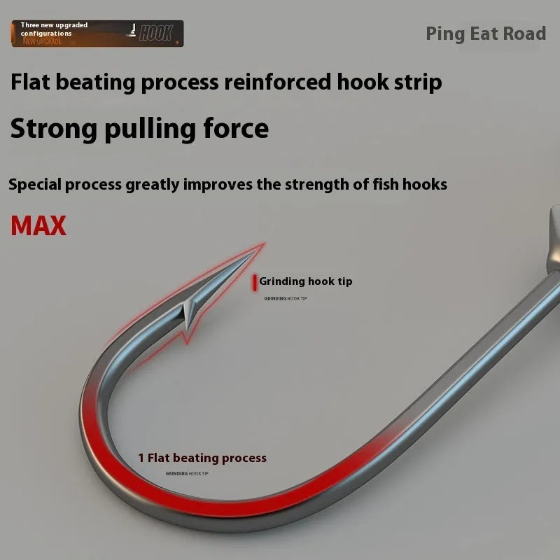 50-piece pack of steel jig fishing hooks with lead heads in three construction types including enhanced strength version