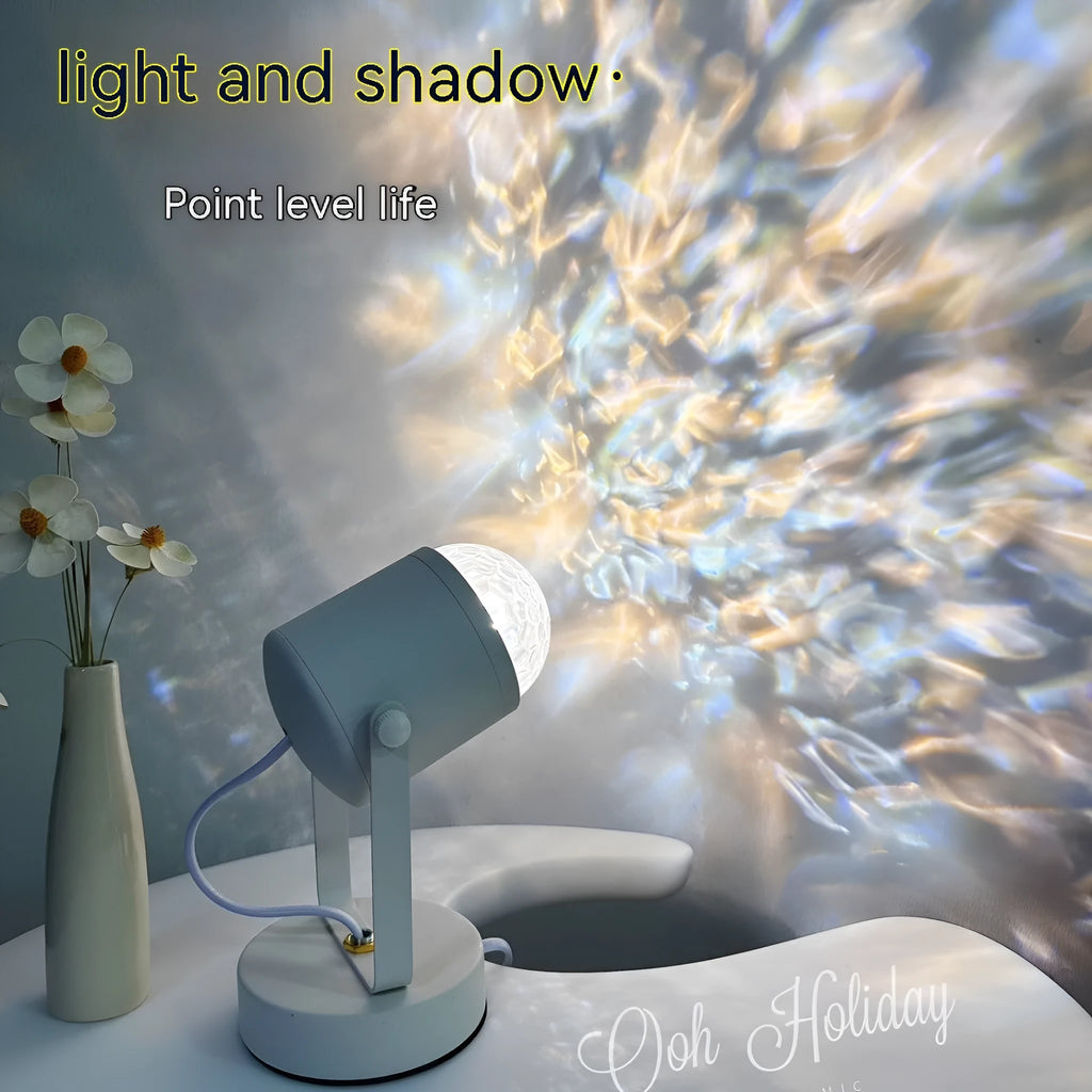 Dynamic water ripple atmosphere table lamp with ceiling or desktop placement options
