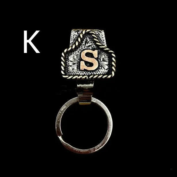 Handmade metal cow tag keychain with belt clip in a choice of 26 colours.