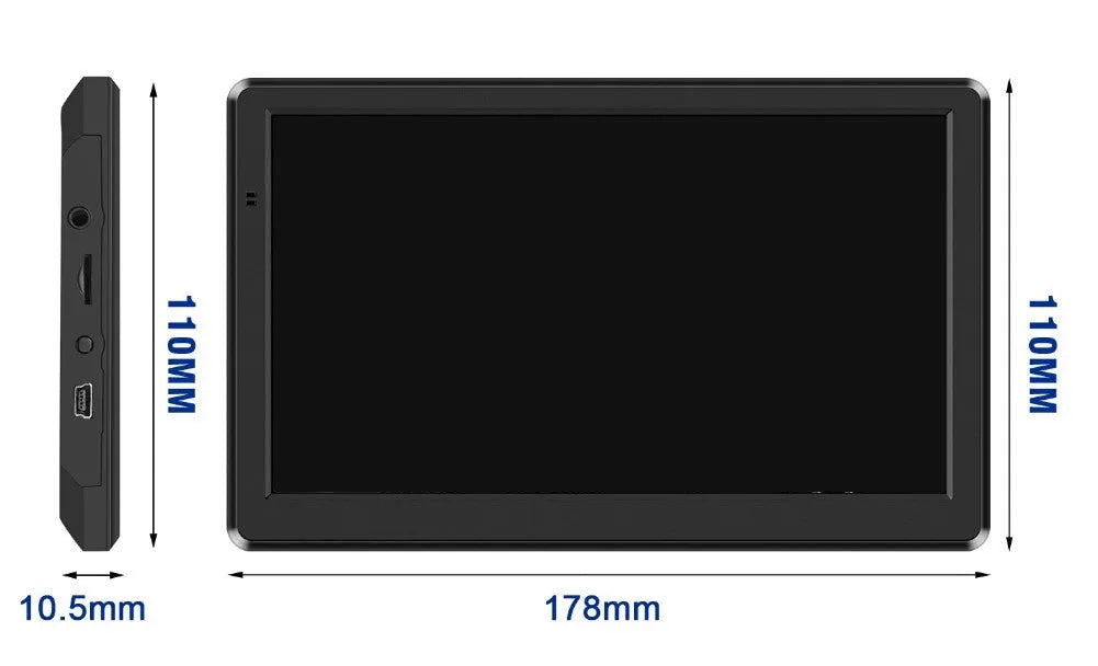 7 inch car GPS navigation device with HD touchscreen display mounted in vehicle