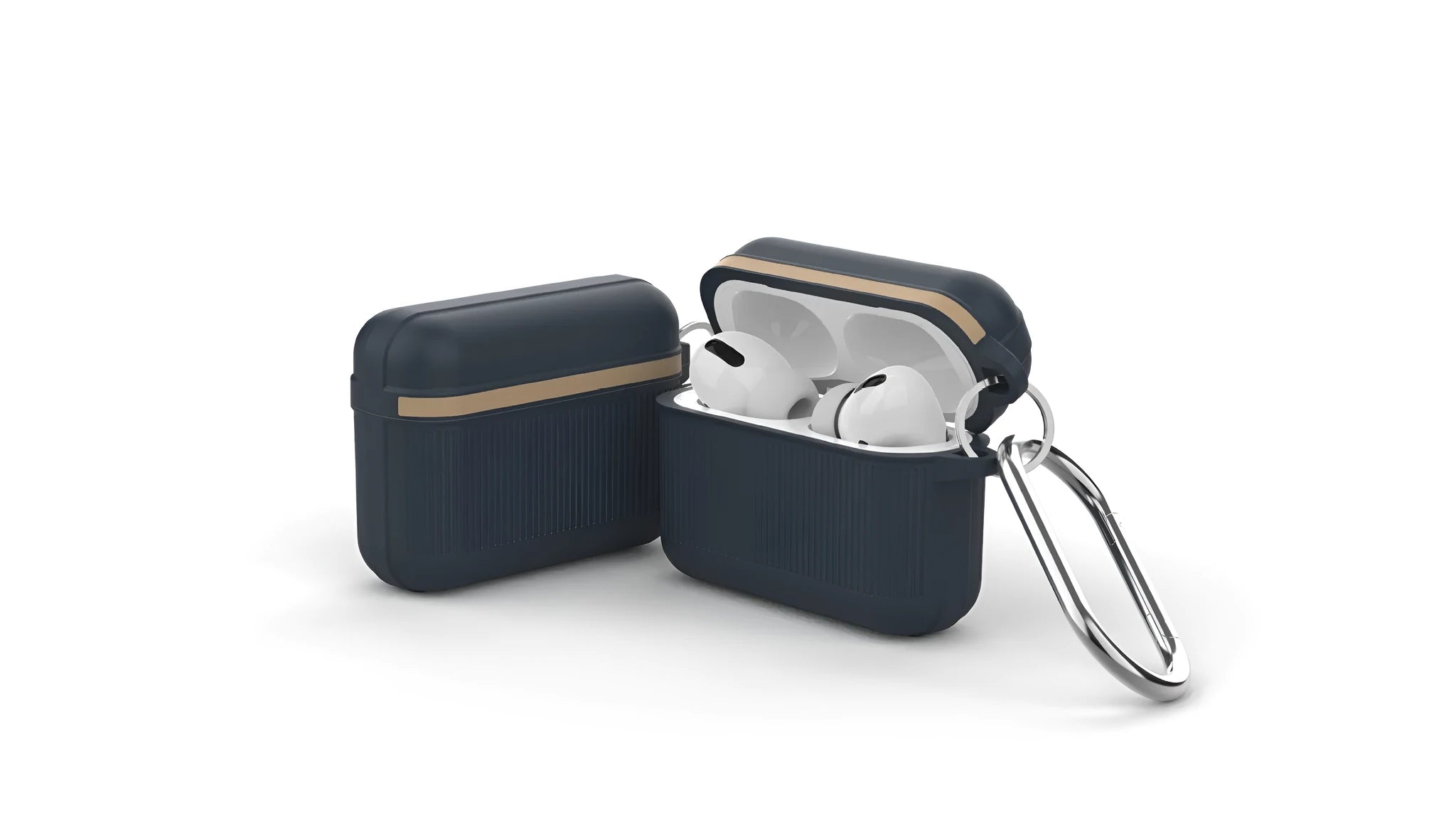 Split silicone protective case for Apple AirPods with thickened corners and metal buckle