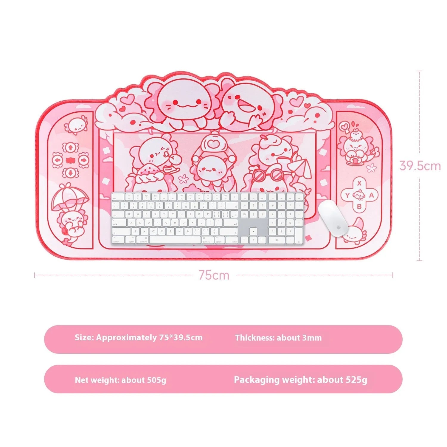75x40cm large cloth mouse pad with hexagonal crane machine anime design and wrist support