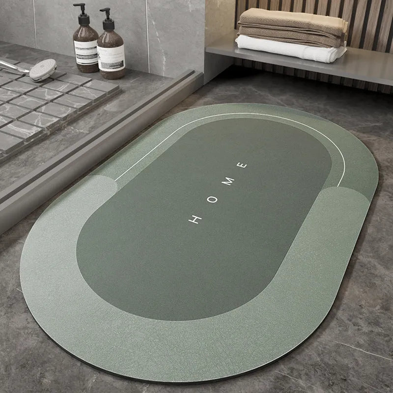 Cushioned bathroom floor mat in blue colour with rectangular shape