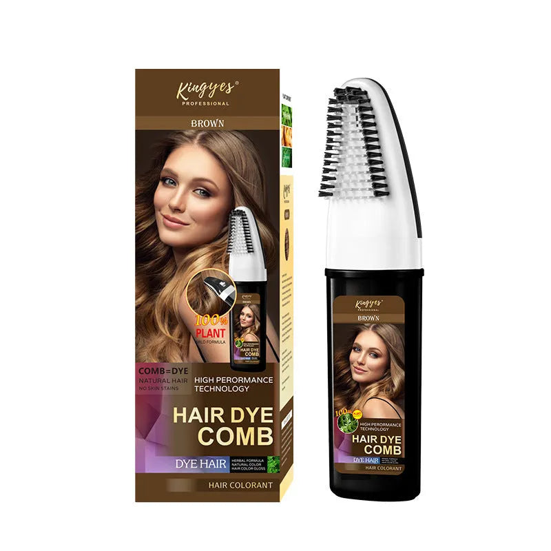 Three tubes of hair dye cream in brown, dark brown and wine red colours for at-home hair colouring