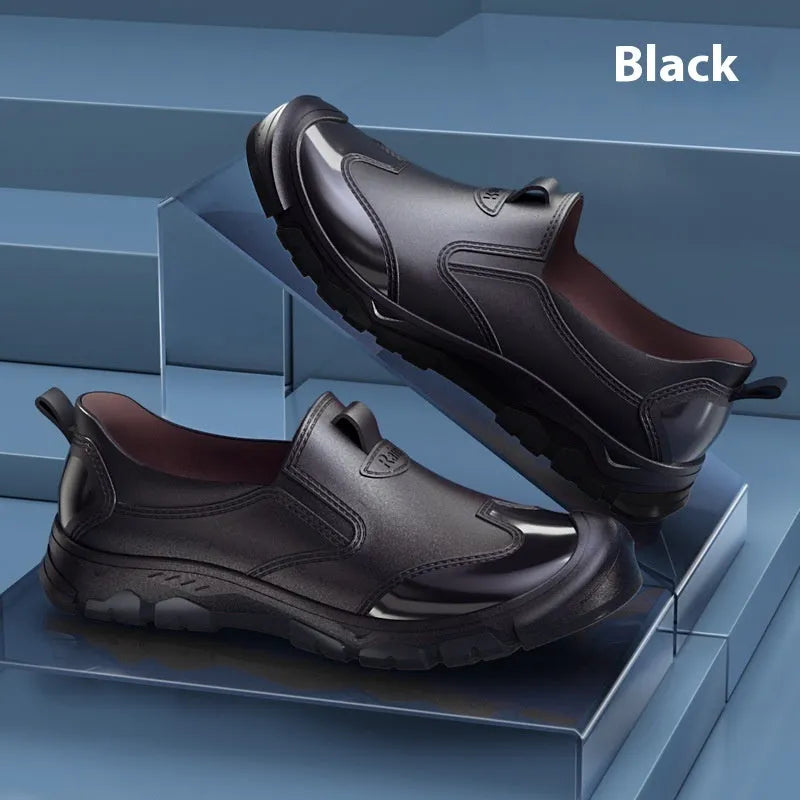 Korean style short tube rain boots with PVC upper and plastic sole for outdoor wading