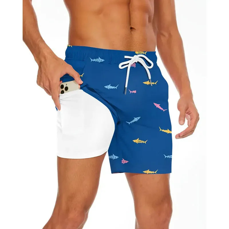 Men's loose fit summer beach trousers in polyester fabric available in multiple colours