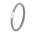 Titanium steel geometric wire bracelet with magnetic closure in silver tone