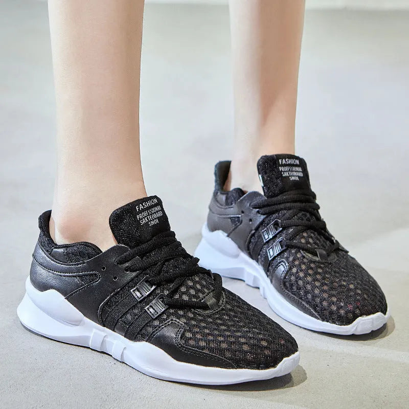 Breathable hollow mesh sneakers with low-top design and EVA sole for summer wear