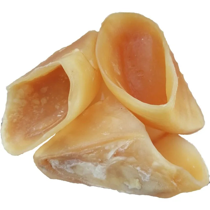 Natural cowhide anti-bite grinding rod dog chew in hoof shell colour for small and large dogs.